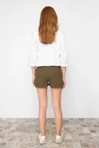 TRENDYOLMiLLA Khaki Elastic Waist Cargo with pocket denim Shorts - Image 6