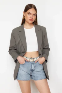 TRENDYOLMiLLA Mavi High Waist denim Shorts