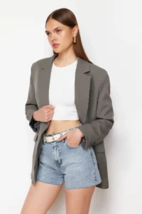TRENDYOLMiLLA Mavi High Waist denim Shorts - Image 2