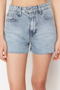 TRENDYOLMiLLA Mavi High Waist denim Shorts - Image 4