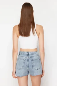 TRENDYOLMiLLA Mavi High Waist denim Shorts - Image 6