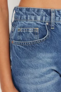 TRENDYOLMiLLA Dark Blue High Waist denim Shorts - Image 5