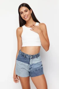 TRENDYOLMiLLA Mavi Color Bloklu denim Shorts