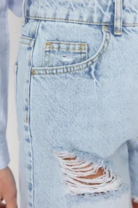 TRENDYOLMiLLA Mavi Ripped High Waist denim Shorts - Image 5