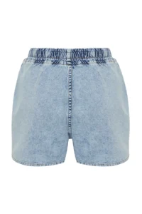 TRENDYOLMiLLA Light Blue Elastic Waist High Waist denim Shorts - Image 8
