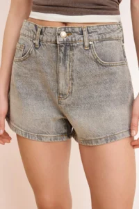 TRENDYOLMiLLA Gray High Waist Mini denim Shorts - Image 3