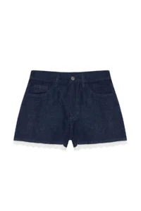 TRENDYOLMiLLA Dark Blue More Sustainable Hem Detailed High Waist Denim Mini Shorts - Image 17