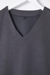 TRENDYOLMİLLA Anthracite V-neck Oversized/Wide Pattern Knitting Top and Bottom Set - Image 7