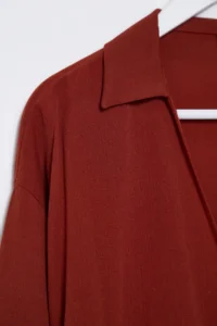 TRENDYOLMİLLA Brick Rejection Oversized Front tied up Blouse And Wide Leg Pants Weaving Top and Bottom Set - Image 8