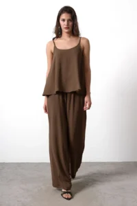 TRENDYOLMİLLA Brown Sleeveless Weaving Blouse Weaving Top and Bottom Set - Image 10