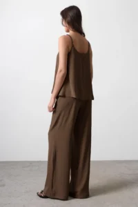 TRENDYOLMİLLA Brown Sleeveless Weaving Blouse Weaving Top and Bottom Set - Image 11