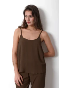 TRENDYOLMİLLA Brown Sleeveless Weaving Blouse Weaving Top and Bottom Set - Image 7