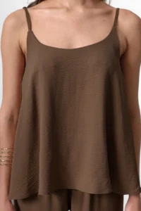 TRENDYOLMİLLA Brown Sleeveless Weaving Blouse Weaving Top and Bottom Set - Image 8