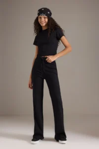 TRENDYOLMİLLA Black Fitted Flexible Knitting Bottom - Top Set