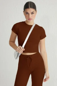 TRENDYOLMİLLA Brown Fitted Flexible Knitting Bottom - Top Set - Image 2