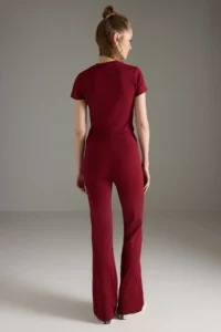 TRENDYOLMİLLA Burgundy Fitted Flexible Knitting Knitting Bottom - Top Set - Image 4