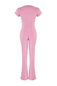 TRENDYOLMİLLA Pink Fitted Flexible Knitting Bottom - Top Set - Image 6