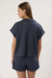 TRENDYOLMİLLA Anthracite Soft textured Regular/Normal Pattern Zippered Collar Flexible Knitting Top and Bottom Set - Image 4