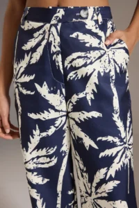 TRENDYOLMİLLA Mavi linen look V-neck Vest and Wide Leg Pants Weaving Top and Bottom Set - Image 3