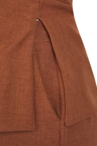 TRENDYOLMİLLA Brown linen look Strapless Blouse and Pants Weaving Top and Bottom Set - Image 6