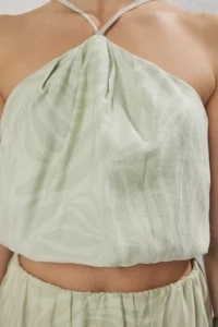 TRENDYOLMİLLA Green Patterned Blouse Midi Skirt Viscose Weaving Top and Bottom Set - Image 2