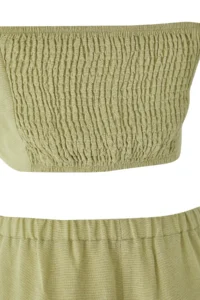 TRENDYOLMİLLA Light Khaki Linen Content Weaving Blouse Pants Top and Bottom Set - Image 6