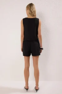 TRENDYOLMİLLA Black linen look Weaving Top and Bottom Set - Image 4