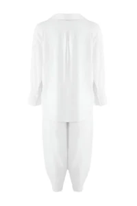 TRENDYOLMİLLA White Shirt And Elastic Waist Pants linen look Weaving Bottom - Top Set - Image 8
