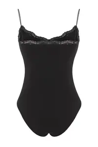 TRENDYOLMİLLA Black Lace Detailed Fitted Bottom snaps Flexible Knitting Bodysuit .D.00008 - Image 7