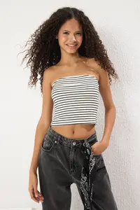 TRENDYOLMİLLA Black-White 2 Sets Paket Fitted Flexible Knitting Crop Bustier - Image 2
