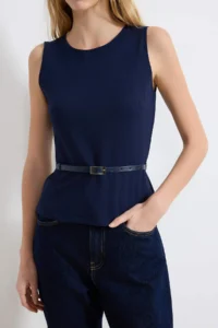 TRENDYOLMİLLA Navy Blue Arched Fitted Knitting Blouse - Image 3