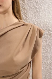 TRENDYOLMİLLA Stone Gathering/Drape Detailed Flowy Asymmetric Collar Knitting Blouse - Image 3