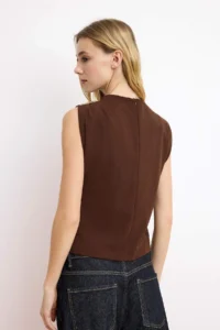 TRENDYOLMİLLA Brown Fitted Accessory Detailed Draped Flexible Knitting Blouse - Image 5