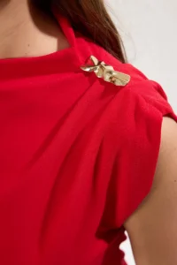 TRENDYOLMİLLA Rejection Fitted Accessory Detailed Draped Flexible Knitting Blouse - Image 2