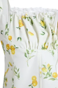 TRENDYOLMİLLA Ecru Sleeveless Lemon Patterned Front Shirred Crop Weaving Blouse - Image 10