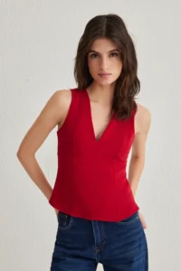 TRENDYOLMİLLA Rejection V-neck slim Fit Weaving  Weaving Blouse
