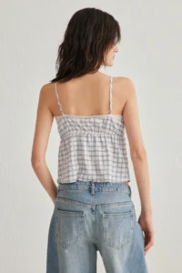 TRENDYOLMİLLA Multicolored Plaid Sleeveless Satin Binding Detailed Crop Weaving Blouse - Image 5