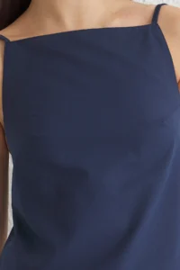 TRENDYOLMİLLA Navy Blue Low-cut back Weaving Blouse - Image 5