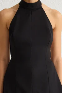 TRENDYOLMİLLA Black Low-cut back Barbell Collar Weaving Blouse - Image 3