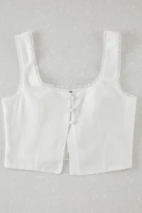 TRENDYOLMİLLA White Square Neck Sleeveless Crop Weaving Blouse - Image 6