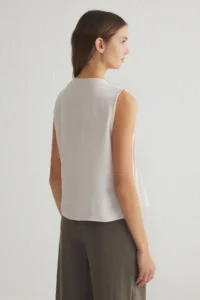 TRENDYOLMİLLA Beige Linen Content Crew Neck ribbed Weaving Blouse - Image 9