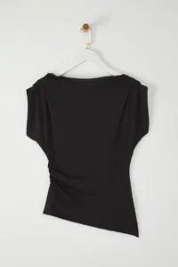 TRENDYOLMİLLA Black Draped padded Fitted Flexible Knitting Blouse - Image 5