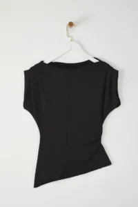 TRENDYOLMİLLA Black Draped padded Fitted Flexible Knitting Blouse - Image 6