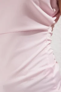 TRENDYOLMİLLA Light Pink Draped padded Fitted Flexible Knitting Blouse - Image 3