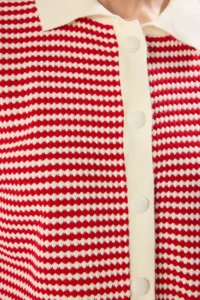 TRENDYOLMİLLA Rejection Polo Shirt Collar Striped Blouse - Image 6