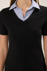 TRENDYOLMİLLA Black Weaving Detailed Regular/Normal Pattern Knitting Blouse - Image 3