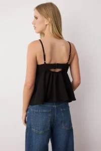 TRENDYOLMİLLA Black linen look Bow Detailed Sleeveless Weaving Blouse - Image 4