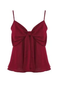 TRENDYOLMİLLA Dark Rejection linen look Bow Detailed Sleeveless Weaving Blouse - Image 5