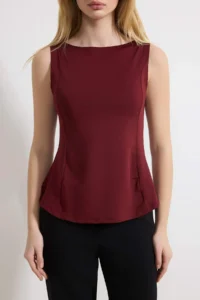 TRENDYOLMİLLA Burgundy peplum Fitted Knitting Blouse - Image 3