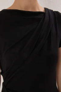 TRENDYOLMİLLA Black Drape Detailed Fitted Knitting Blouse - Image 3